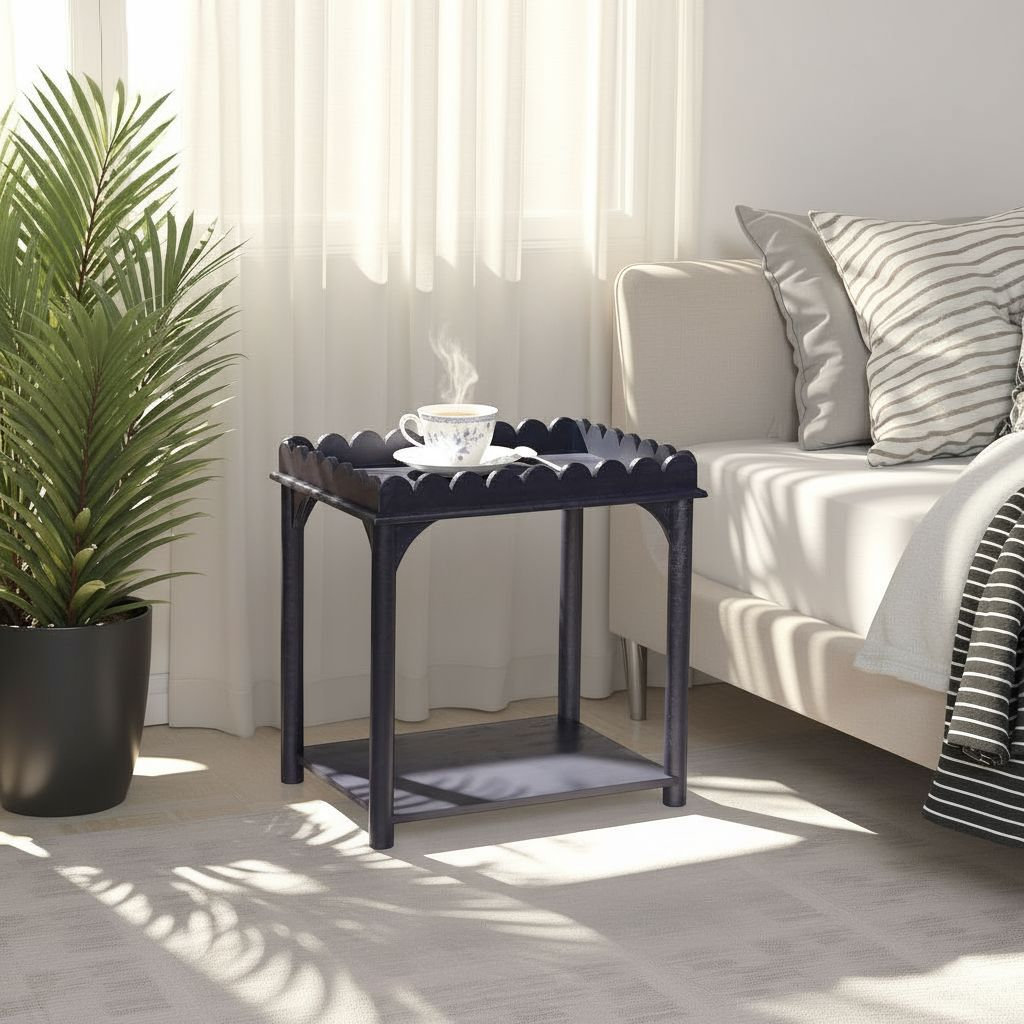 Madeline 24" Mango End Table, Navy Blue