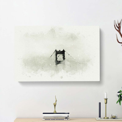Top of the Golden Gate Bridge in Abstract - Wrapped Canvas