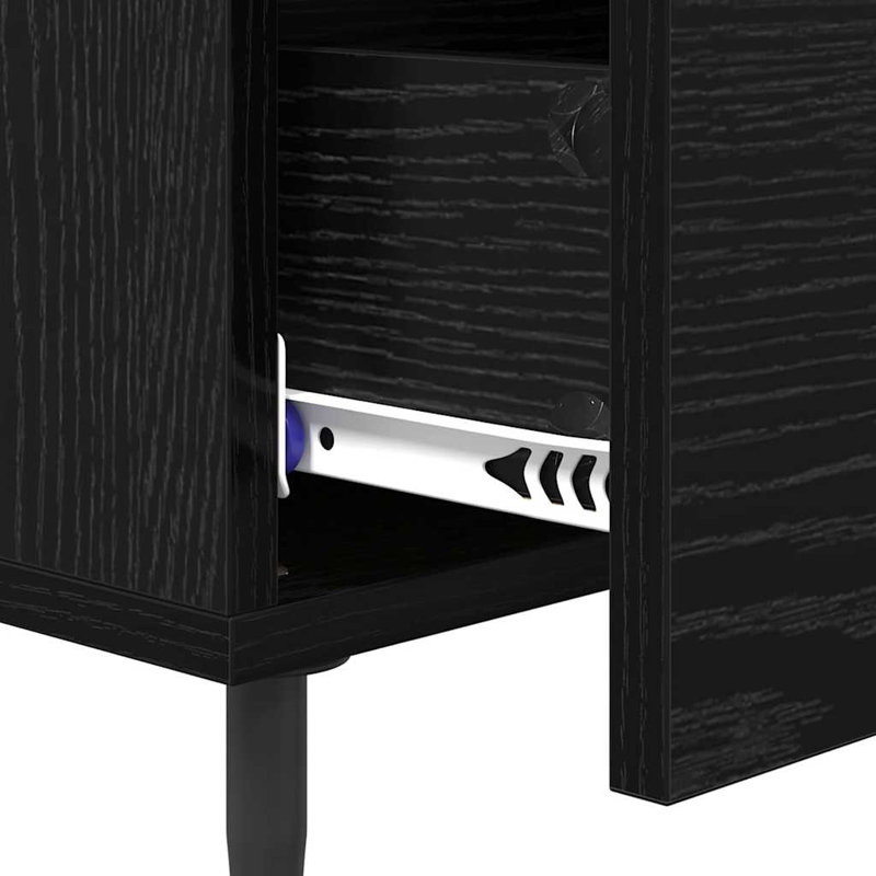 40cm W Manufactured Wood Bedside Table, Black Oak