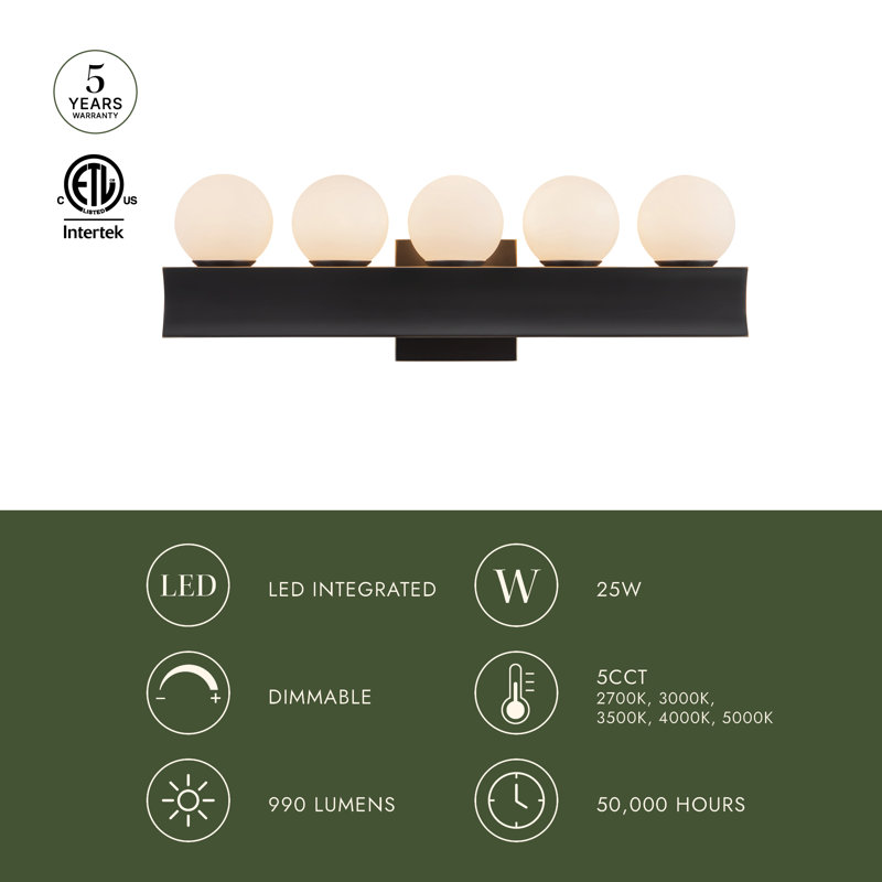 Sinclair 21-in Black dimmable LED Bathroom Vanity Light, Oil Rubbed Bronze, 21-in