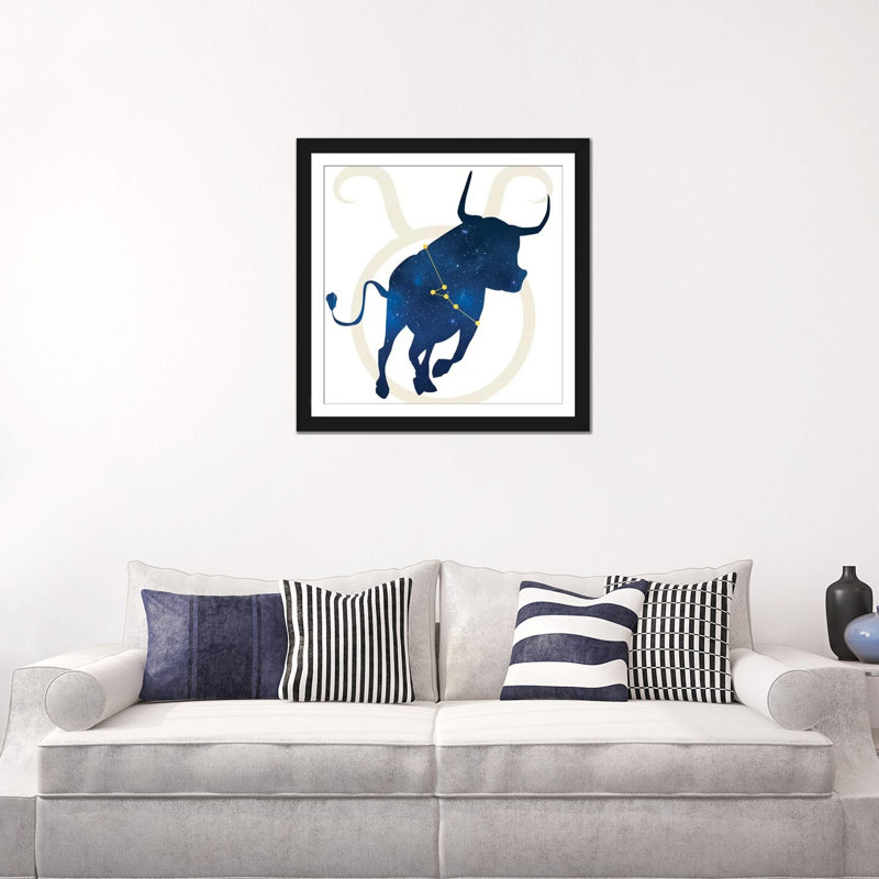 « stars of taurus », impression sur toile tendue, H 24 po x l 24 po x P 1 po, Papier d'art encadré noir, Blanc