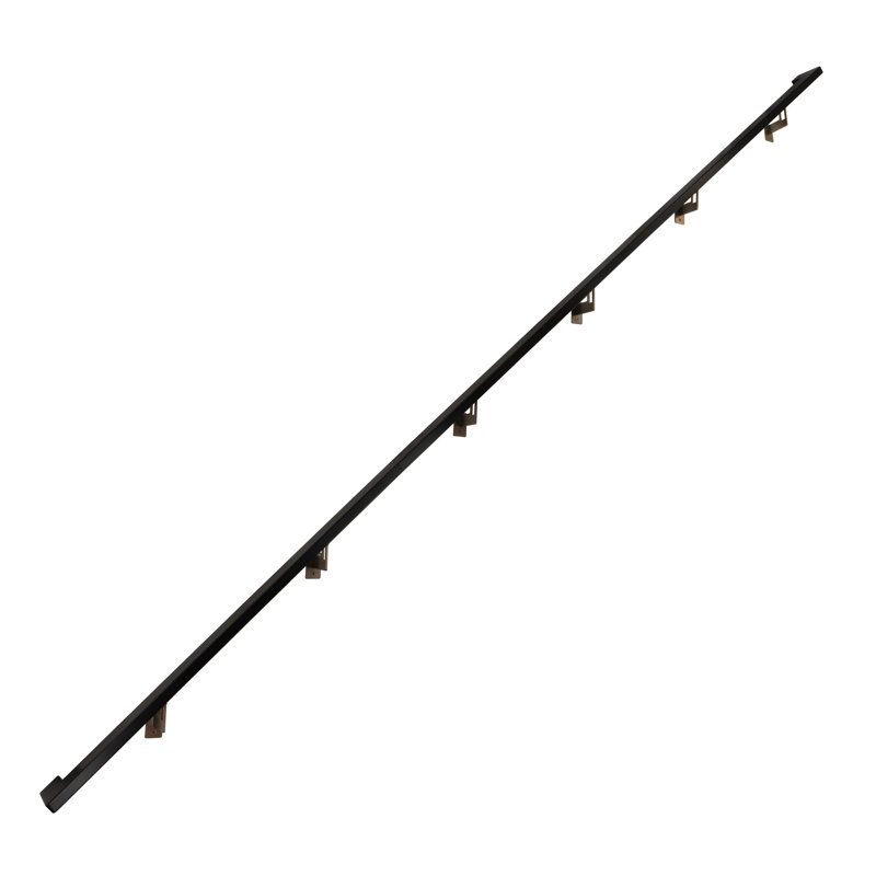 Modern Aluminum Handrail Grab Bar Kit, Adjustable Steel Brackets, Returns to Wall, Powder Coat, 17' W, Bronze / Black