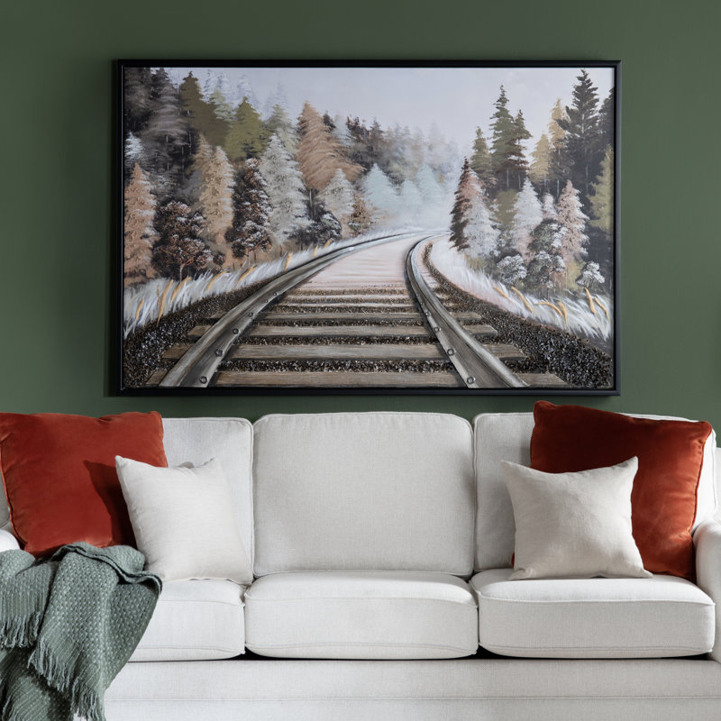 Rustic Railway Landscape Framed Canvas Wall Art