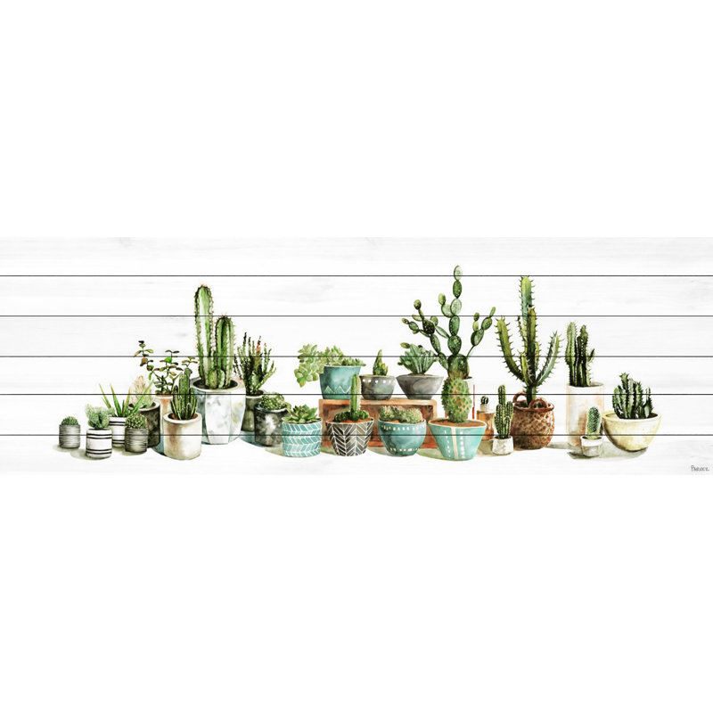 «Cactus Club», reproduction sur bois blanc, H 20 po x l 60 po x P 1,5 po
