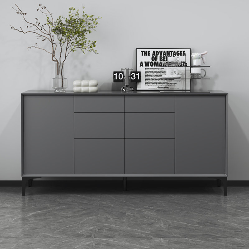 Buffet bas à trois tiroirs, Gris foncé