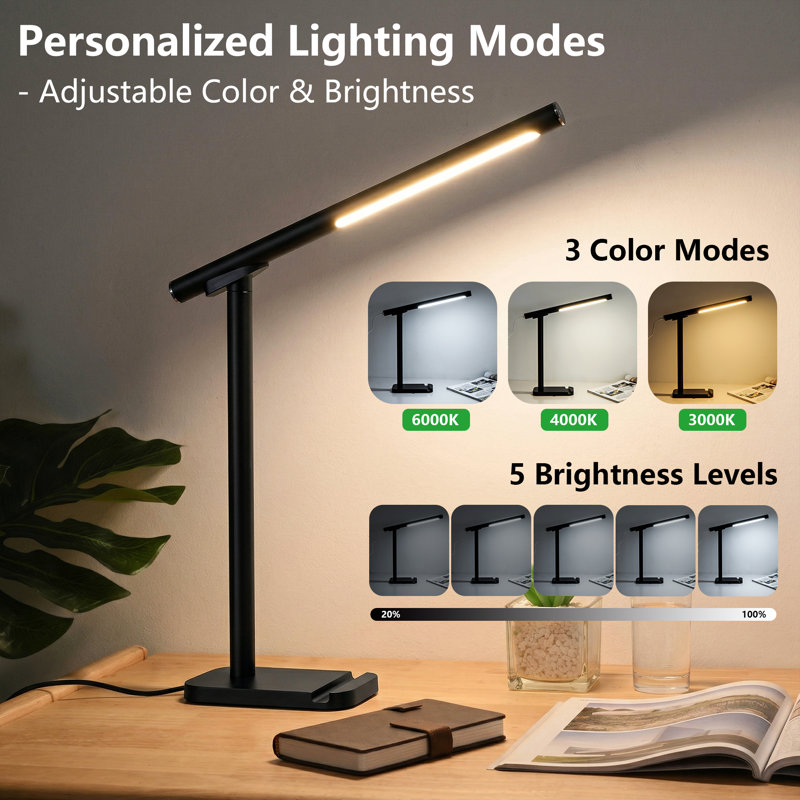 2-In-1 Magnetic Dimmable LED Desk Lamp, USB Rechargeable Task Light With Detachable Light Tube, 3CCT And Touch Control Dimming For Office And Reading