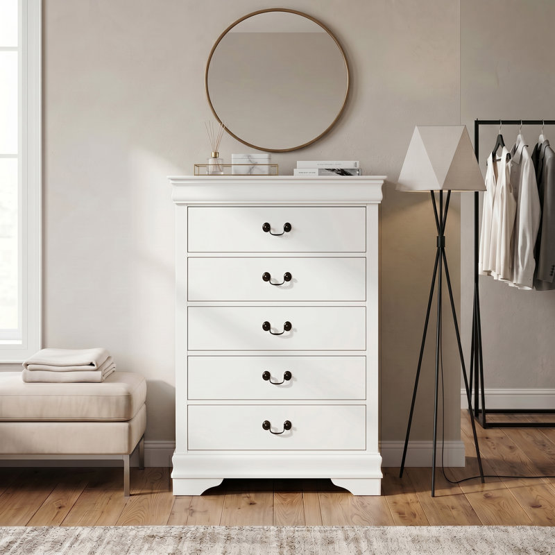Commode 5 tiroirs Aberdeen, Blanc