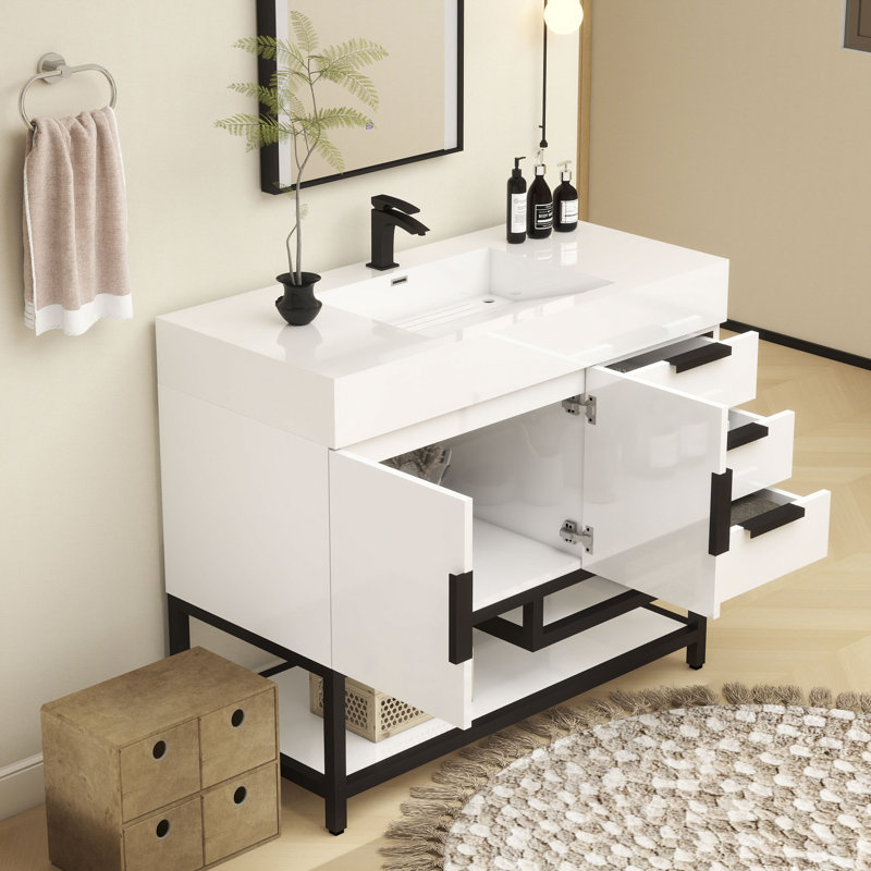 42'' W Single Bathroom Vanity Set, White