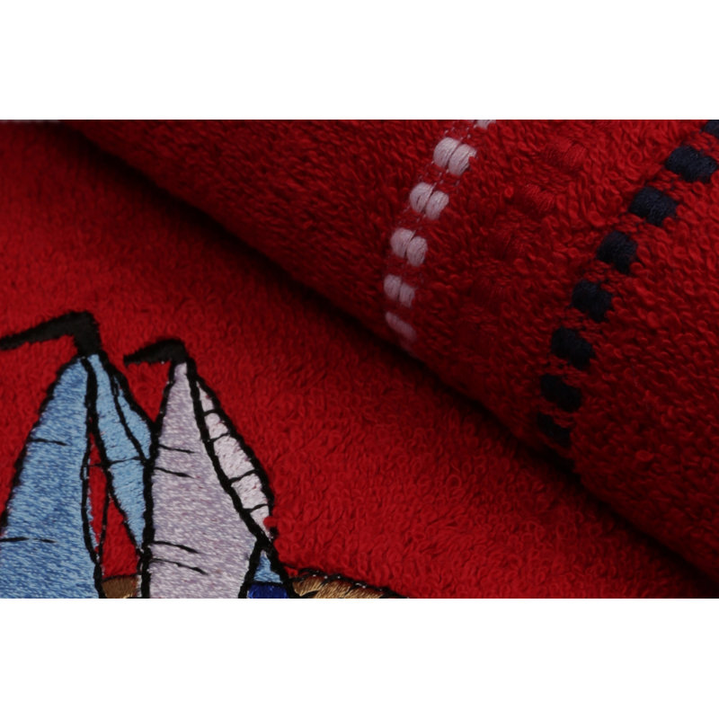 Ensemble de 2 serviettes 100% coton Metcalf, Rouge