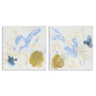 Abstract Flowing Cartography 2 Piece Canvas Wall Art Set, design by June Erica Vess