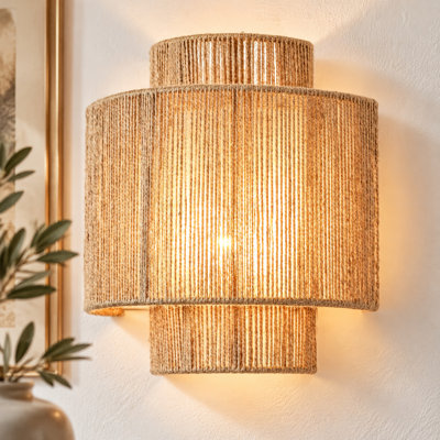 Sorelle 1-Light Dimmable Coastal Farmhouse Natural Jute Rope Shade Wall Sconce