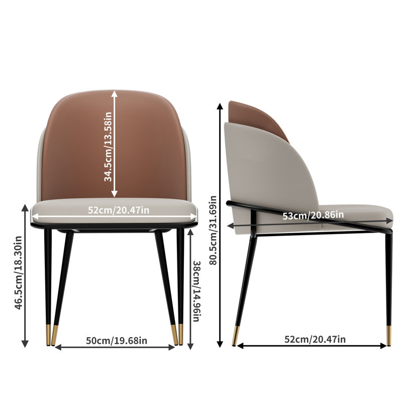 Atlandida 46.5cm H Microfiber / Microsuede Upholstered Metal Side Chair, Reddish Brown/Beige