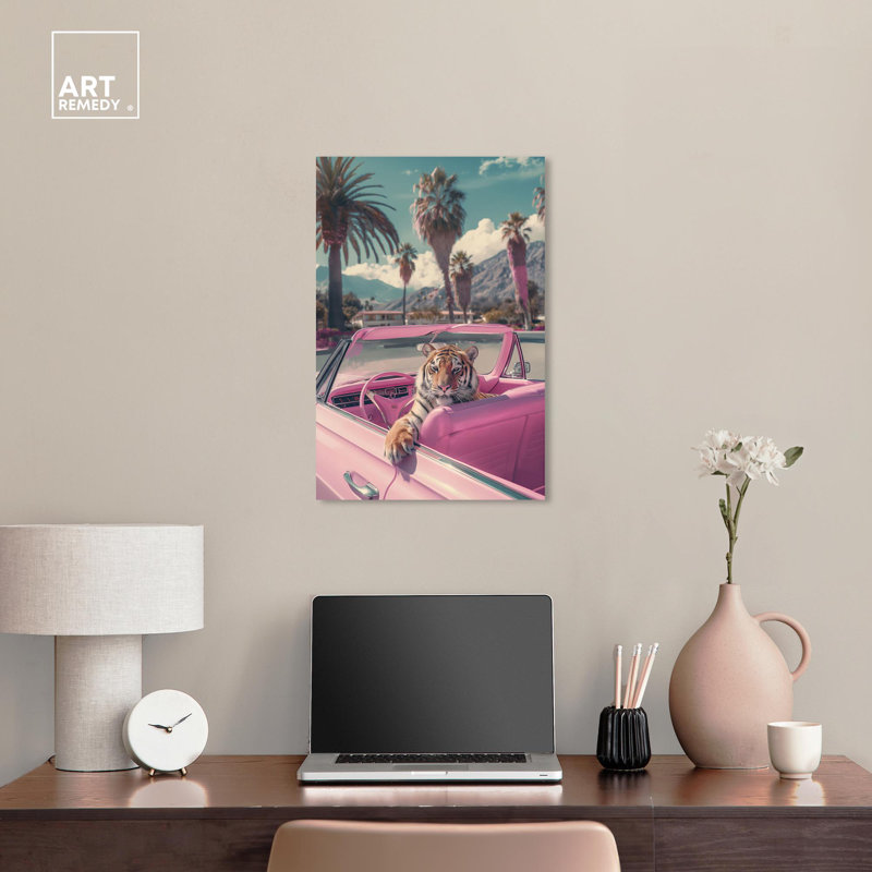 Pink and Blue Tiger in Convertible Canvas Wall Art