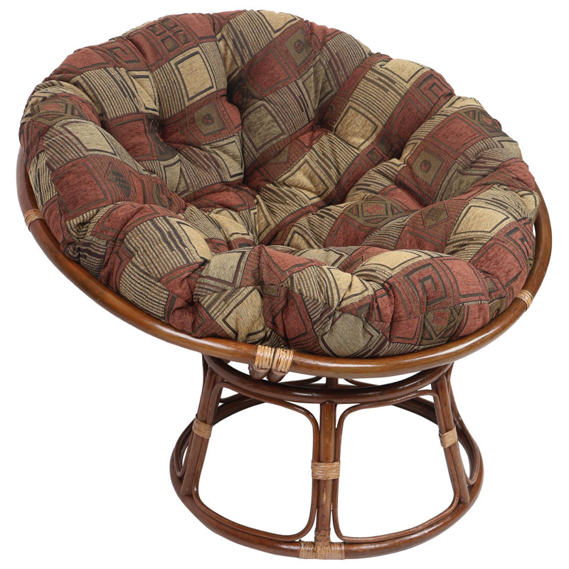 Coussin de chaise papasan chenille, L 48 po x P 48 po, Rouge / brun clair géométrique