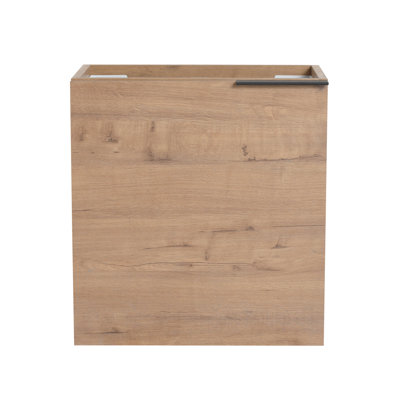 Armoire de salle de bain flottante de 18 po avec lavabo et porte en résine blanche - Espace de rangement moderne en bois contreplaqué