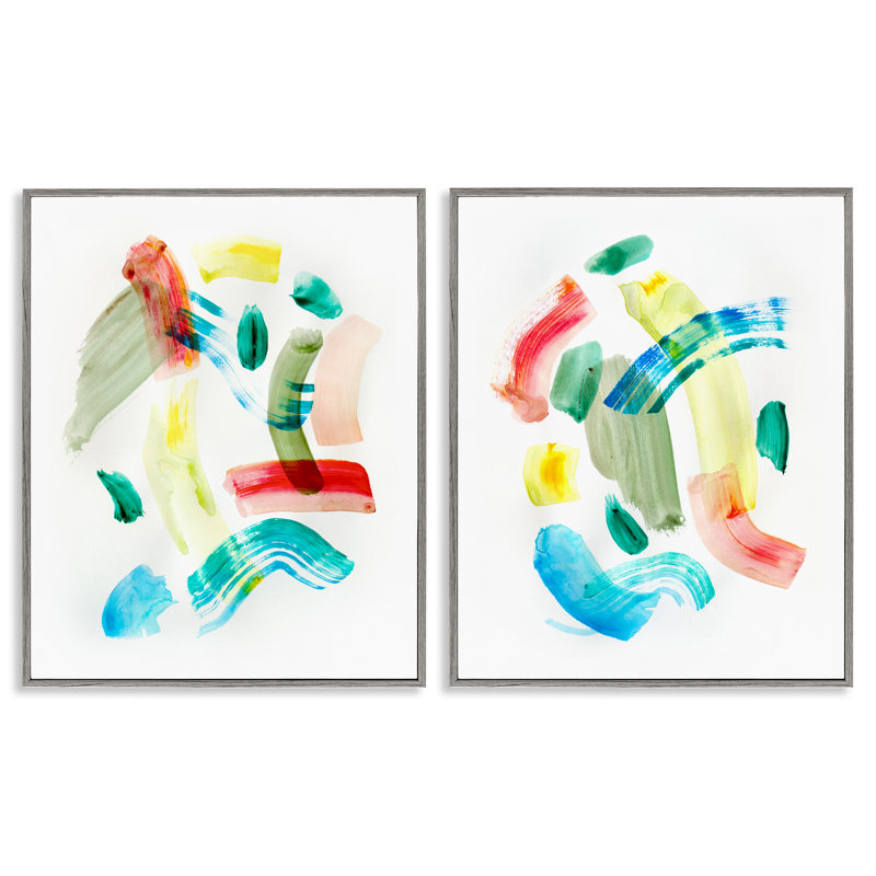 «Macarana Abstract Hues», ensemble de 2 giclées encadrées, design par Gemma Bardot, Estampe numérique Farmhouse