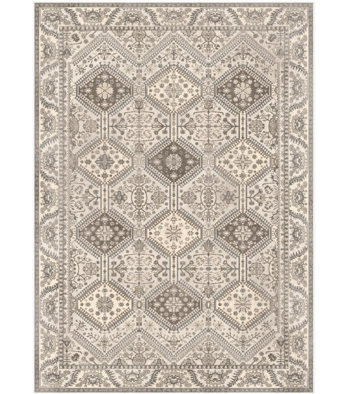 Tapis 8 x 10, lavable à la machine, antidérapant, chenille rétro, crème