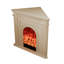 Foyer électrique en bois massif beige-125505252