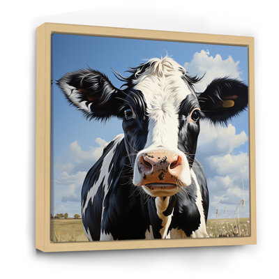 Vache noire et blanche broutant les prés II
