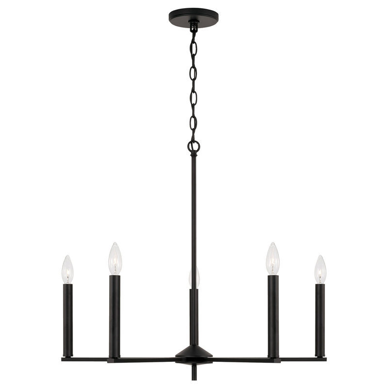 Ivanya 5 - Light Dimmable Modern Linear Chandelier, Matte Black
