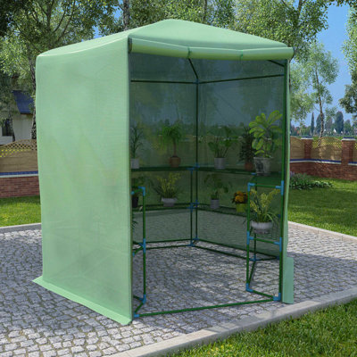 Serre en tissu PE vert avec structure en acier thermolaqué 89,4 x 87,8 po