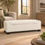 Banc de rangement rectangulaire avec repose-pieds, tissu blanc 50 pouces avec couvercle à charnières
