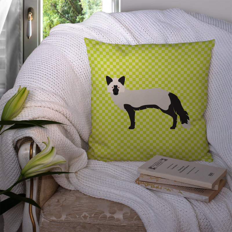 Fox Square Outdoor Throw Pillow, Green, 14" x 14"