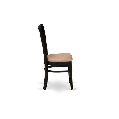 3 Piece Kitchen Table Set for Small Spaces Contains a Round Dining Room Table with Dropleaf and 2 Linen Fabric Chairs, Black