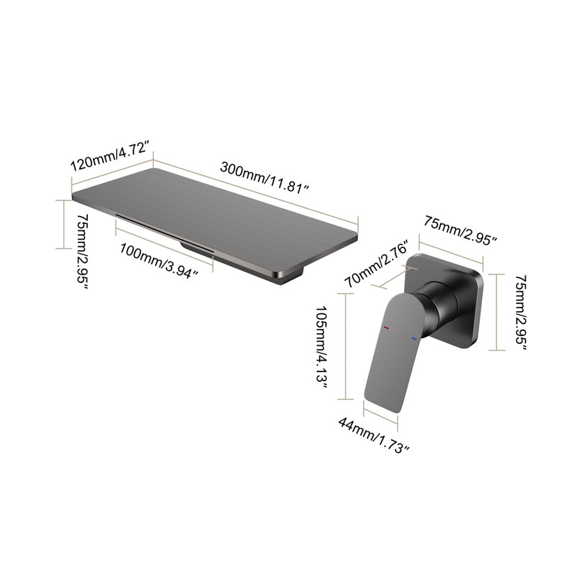 Robinet de salle de bain Gunmetal Waterfall, Gunmetal