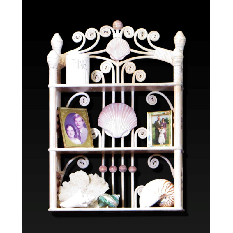 Maumelle 3 Piece Wicker Tiered Shelf, Whitewash