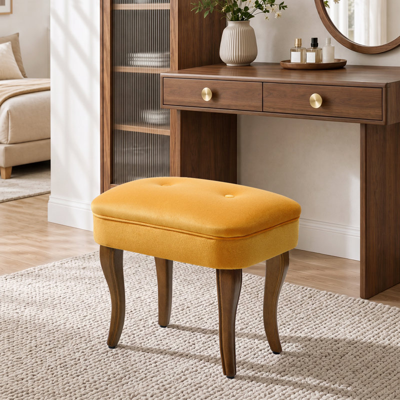 Chaise de coiffeuse en bois massif, Jaune