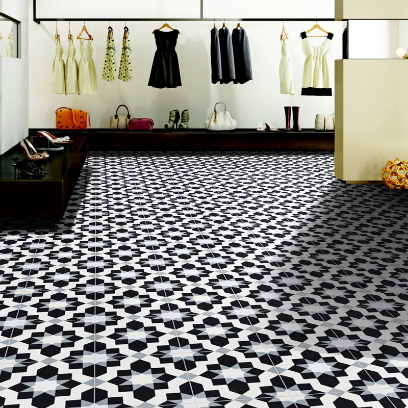 Affos 8 in. x 8 in. Tile, Black/Gray/White