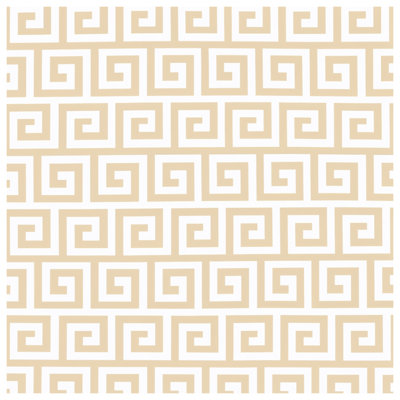 Tapisserie murale beige à motif de clé grecque - décoration murale clé grecque