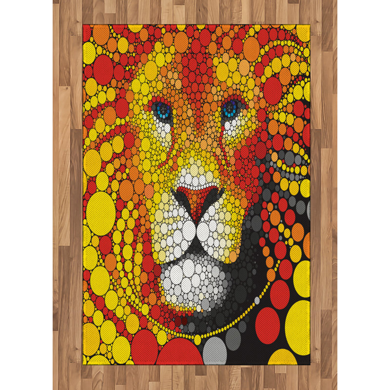 Fractal High Density Long Fiber Poly Threads Decorative Area Rug Carpet, Rectangle 4' x 5'8"
