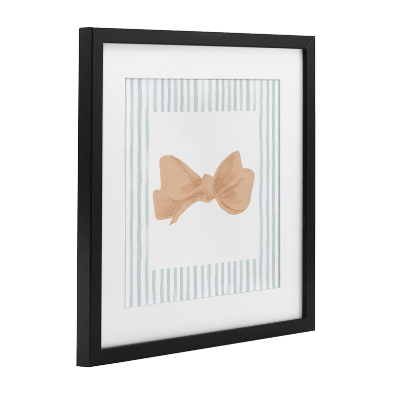 Imprimé encadré pastel à bordure rayée sous verre, design par Patrick Pino, H 13 po x l 13 po, Cadre noir minuit