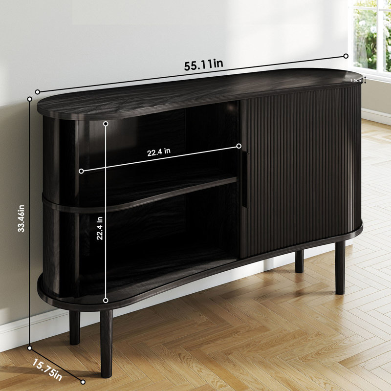 55" Sideboard Buffet Cabinet With Doors, Modern Buffet Storage Cabinet, Wood Large Sideboard For Kitchen, Living Room For Office, Bedroom Storage Cabinet, Hallway Storage Cabinet