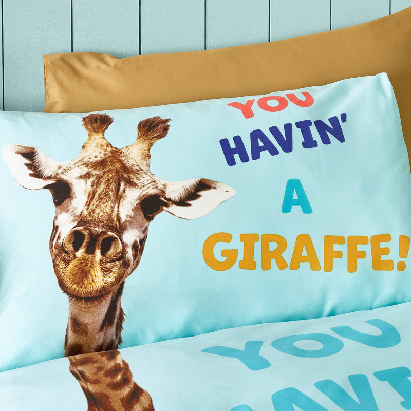 Havin A Giraffe Reversible Duvet Cover Set, Single Duvet Cover + 1 Standard Pillowcase