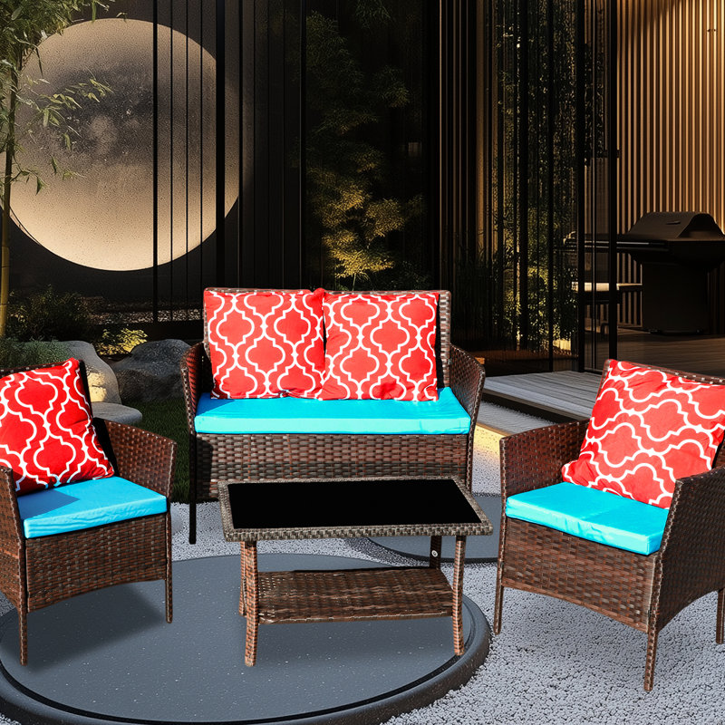 Patio Modern 4 Pe - coussins noirs, eau pour meubles de jardin