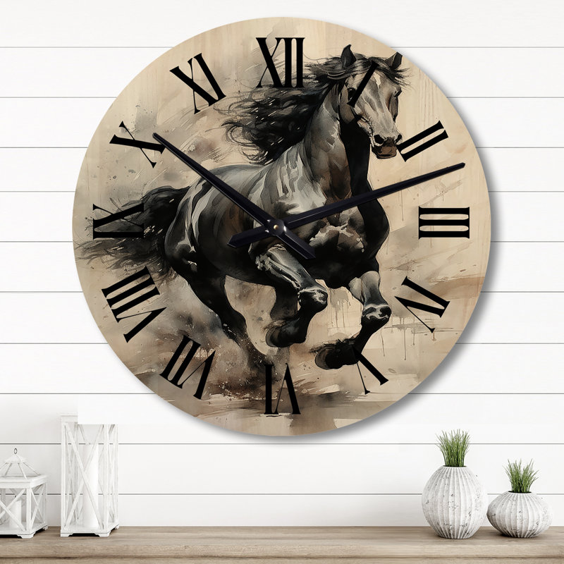 Horloge murale en bois noir I, Grand