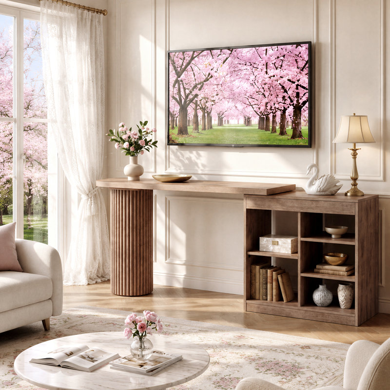 95" Extra Long Sofa Console Table with 360° Rotatable Storage Shelves