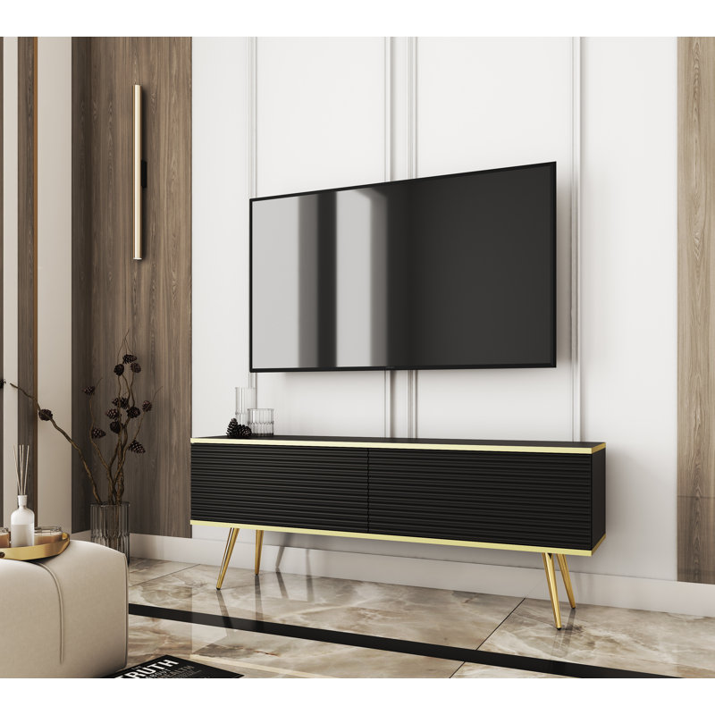 Gerken Unfinished TV Stand for TVs up to 60", Black/Gold