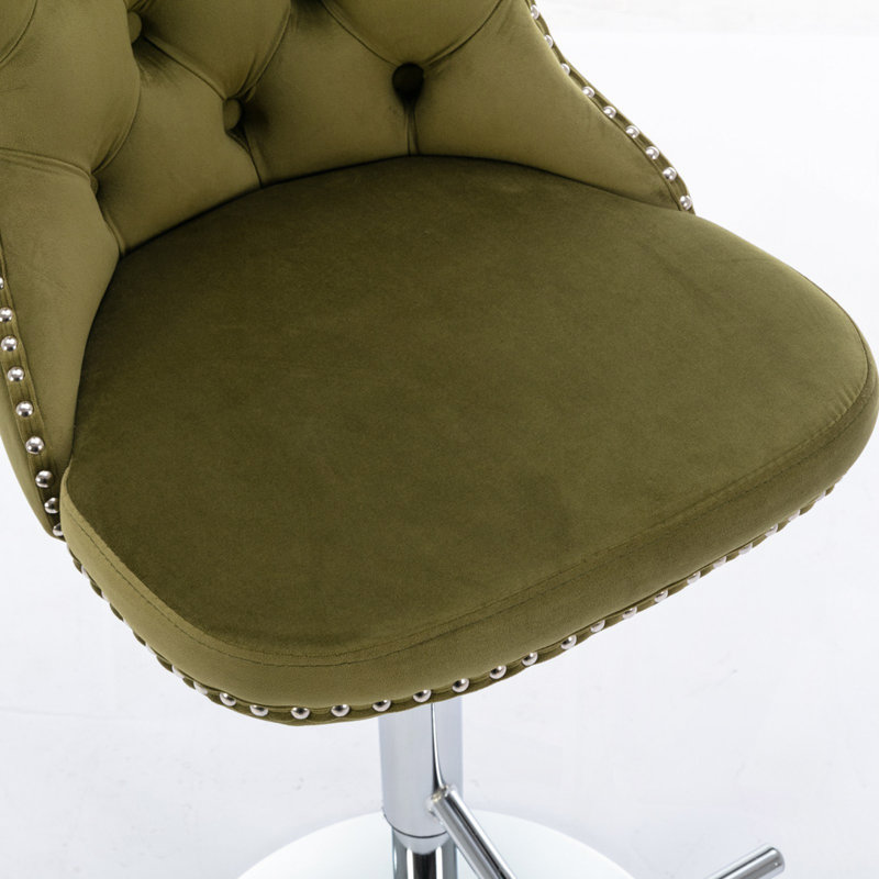 Swivel Velvet Barstools Adjusatble Seat Height from 25-33 Inch, Olive Green