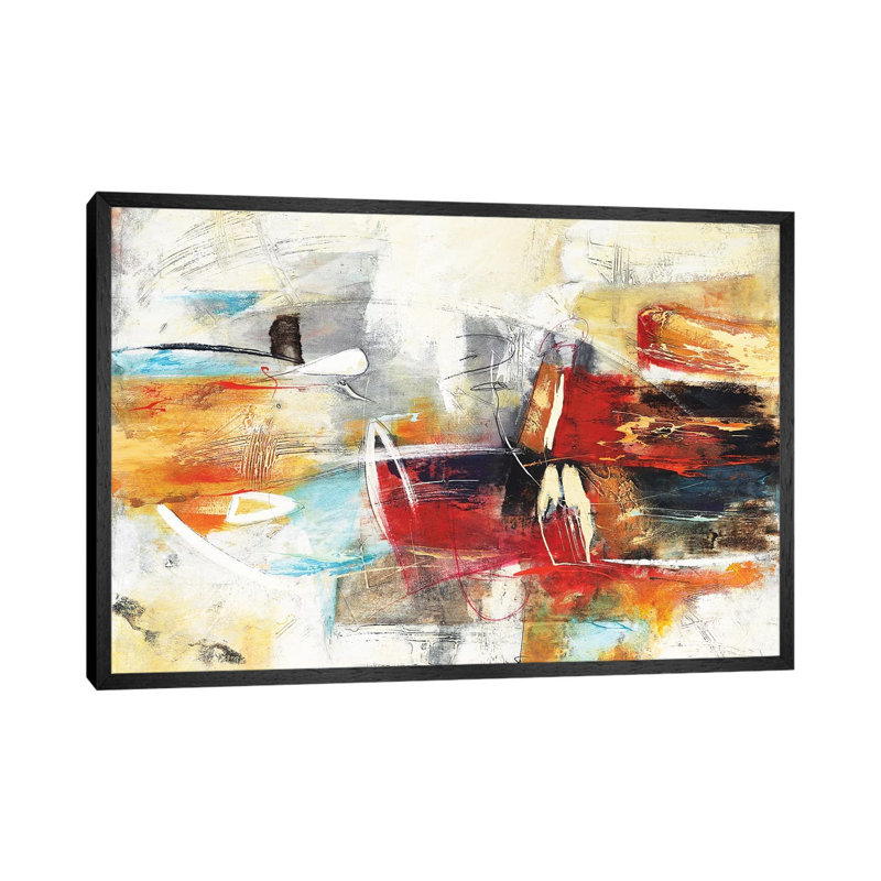 Composicion VII by Gabriela Villarreal - Painting on Canvas, 66.04cm H x 101.6cm W x 3.81cm D, Black Framed
