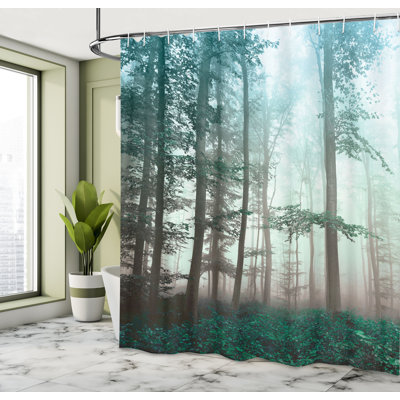 Ambesonne Forest Shower Curtain Autumnal Fall Nature Woods -  sc_272407_long