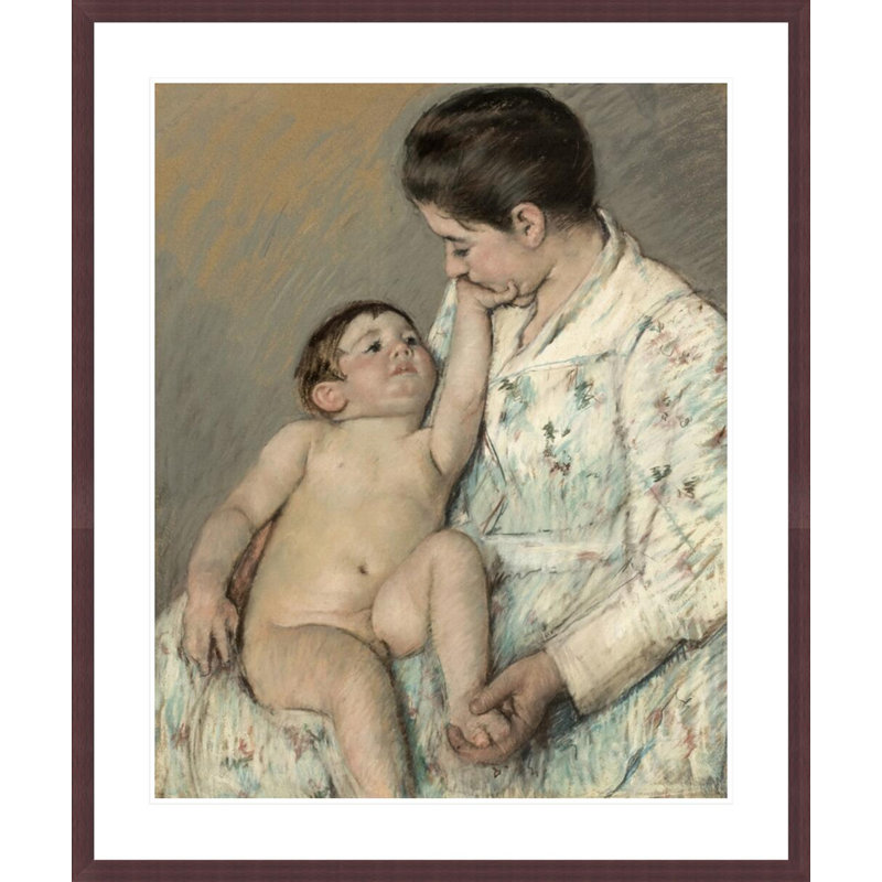 «A Caress» par Mary Cassatt - estampe numérique encadrée, H 40,02 po x l 33,5 po