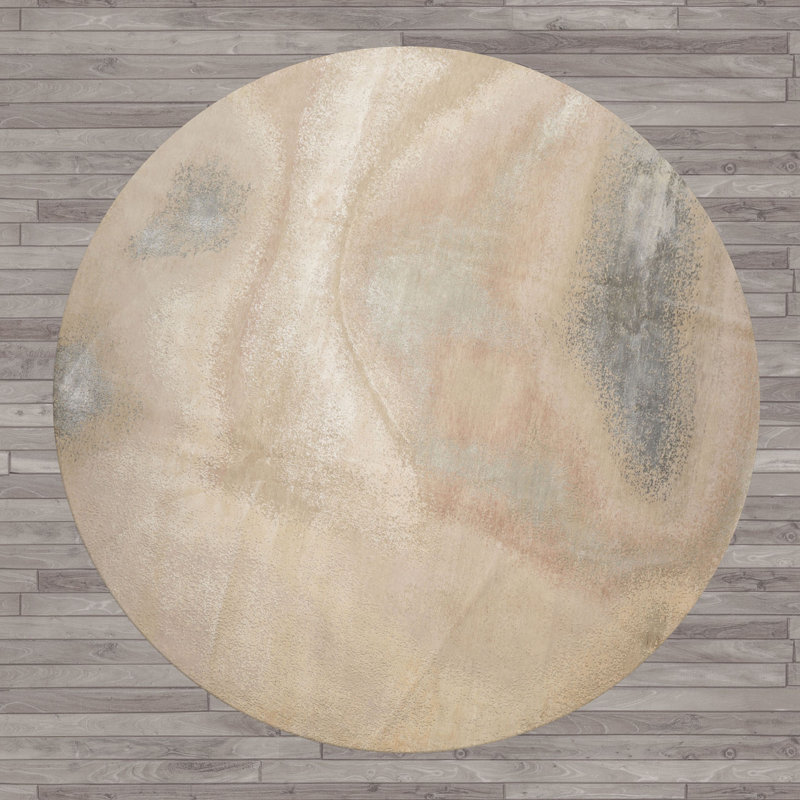 Tapis beige en laine noué à la main 10 x 10 po