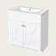 Meuble-lavabo autoportant moderne de 30 po avec lavabo en céramique, poignées dorées et portes à fermeture en douceur-317780712