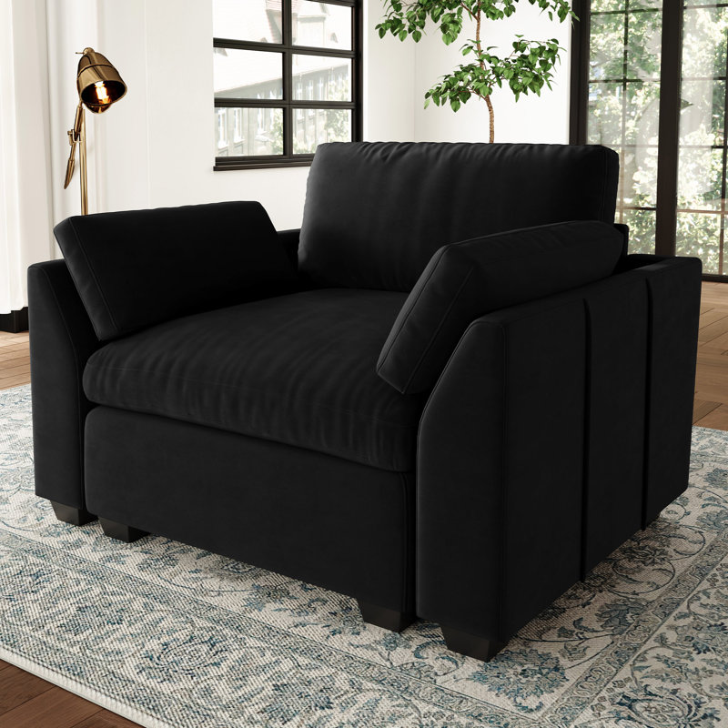 Knopp Velvet Comfort Rest Single Sofa, Black