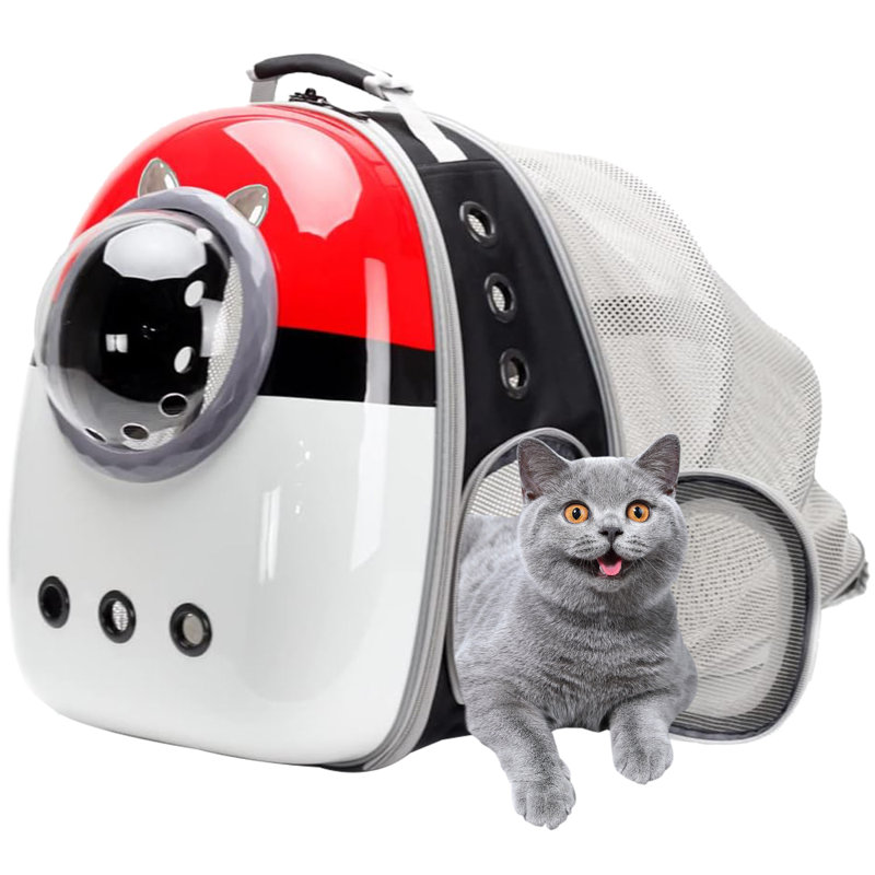 Sac à dos pour chat, Noir / blanc / rouge