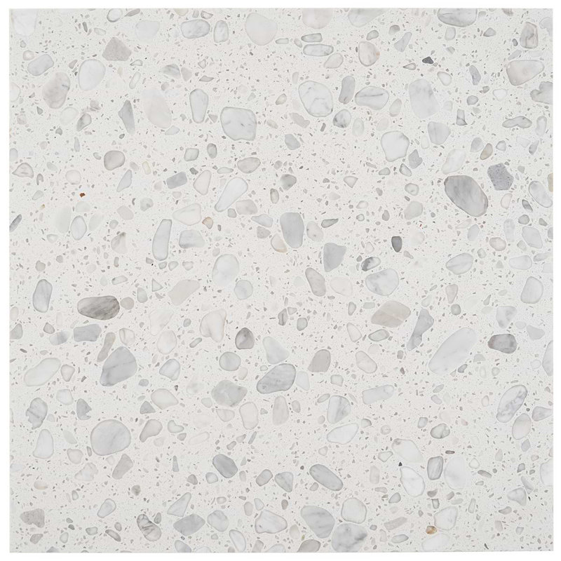 Terrazzo Italy Sacra 24x24 Honed Marble Tile, Sacra Bianco White